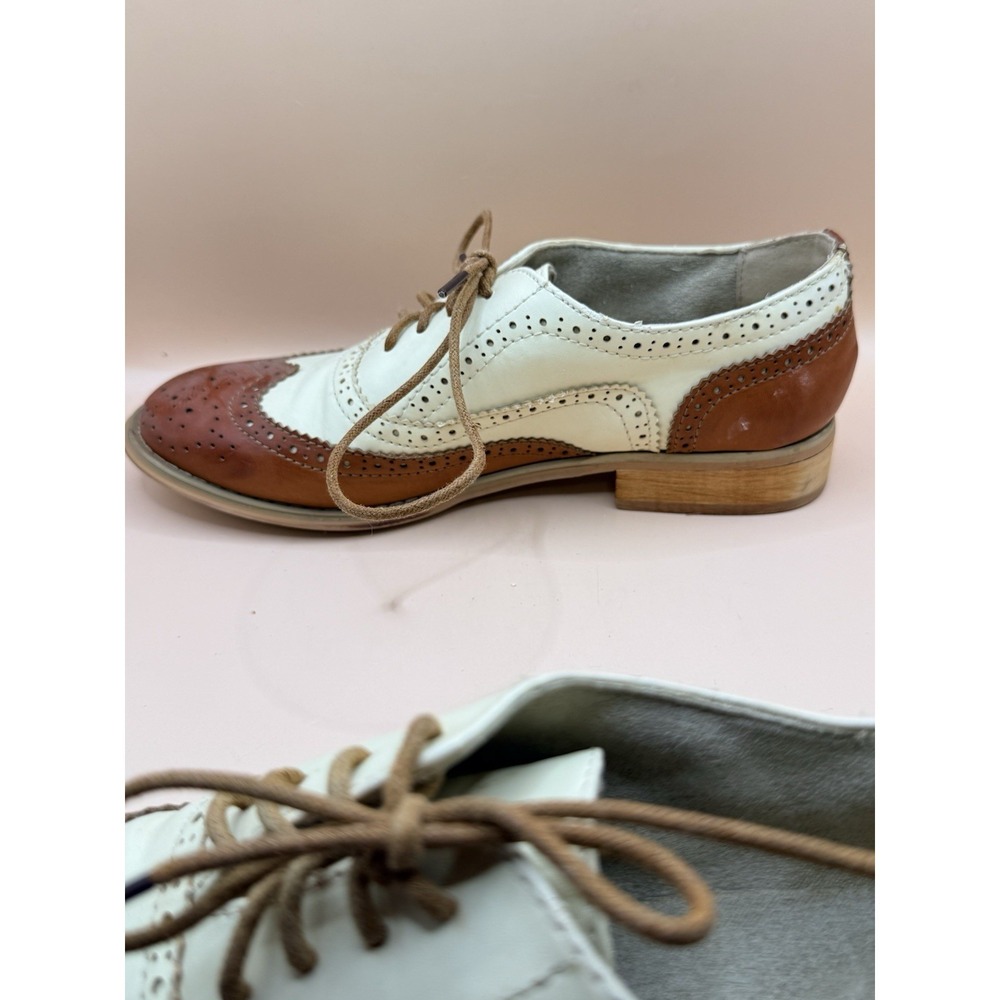 Wanted Babe Womens Size 7.5 Tan Natural Bron Oxford Wingtip Shoes - Picture 6 of 9